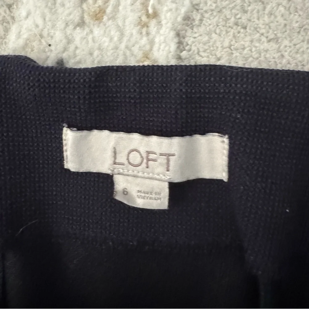 Ann Taylor Loft rich navy faux wrap asymmetrical skirt
